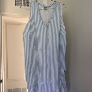 Blue and White Striped Sleeveless Dress